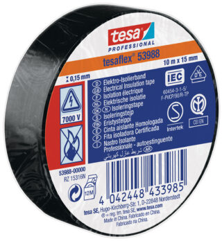 ELTEJP TESAFLEX 53988 TESA SVART S-MÄRKT 19MM 20M