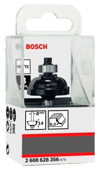 Kantprofileringsfräs E, 8 mm, R1 6,3 mm, D 28.5 mm, L 13.2 mm, G 54 mm