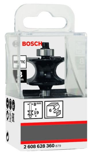 Kullagrat frässtål, 8 mm, R1 6 mm, L 19 mm, G 63 mm