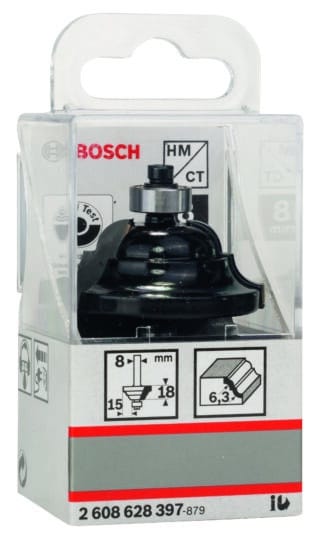 Kantprofileringsfräs D, 8 mm, R1 6,3 mm, B 15 mm, L 18 mm, G 60 mm