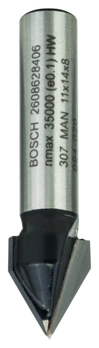V-notfräs, 8 mm, D1 11 mm, L 14 mm, G 45 mm, 60°