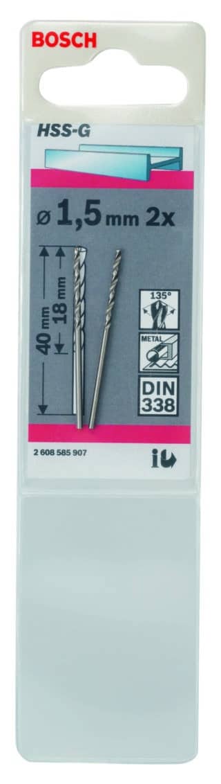 Metallborr, extra långa HSS-G, DIN 338