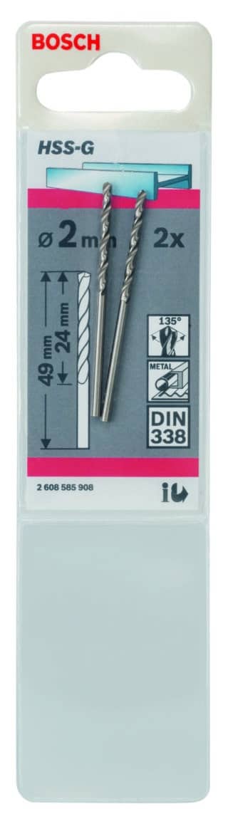 Metallborr, extra långa HSS-G, DIN 338