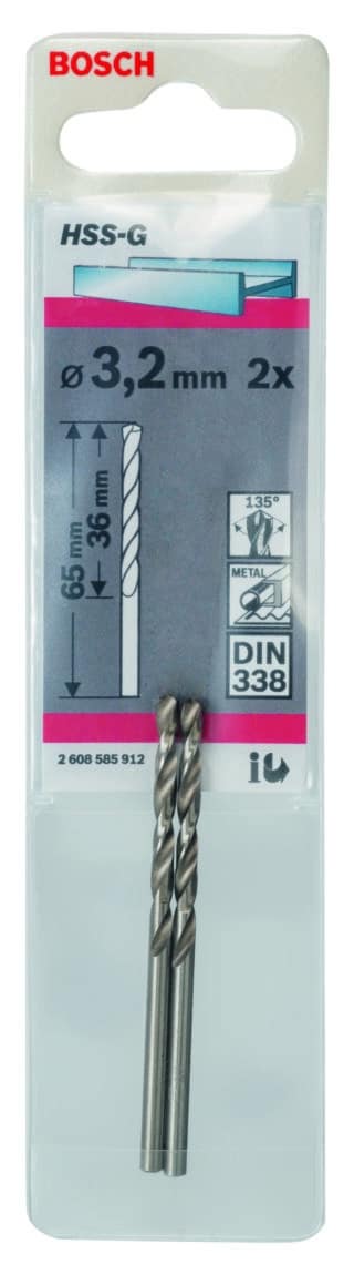 Metallborr, extra långa HSS-G, DIN 338