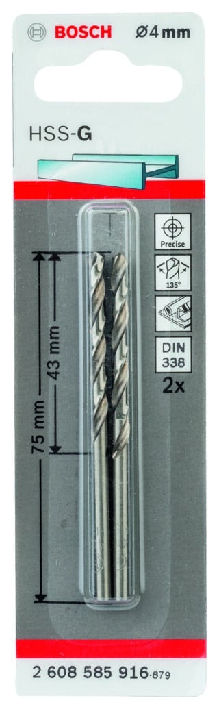 Metallborr, extra långa HSS-G, DIN 338