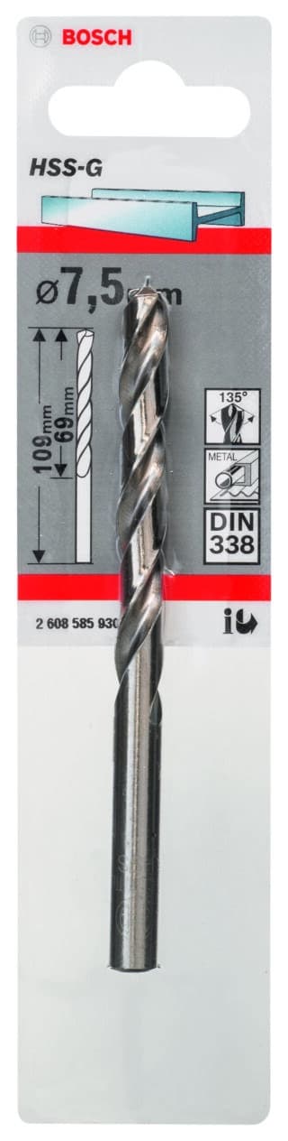 Metallborr, extra långa HSS-G, DIN 338