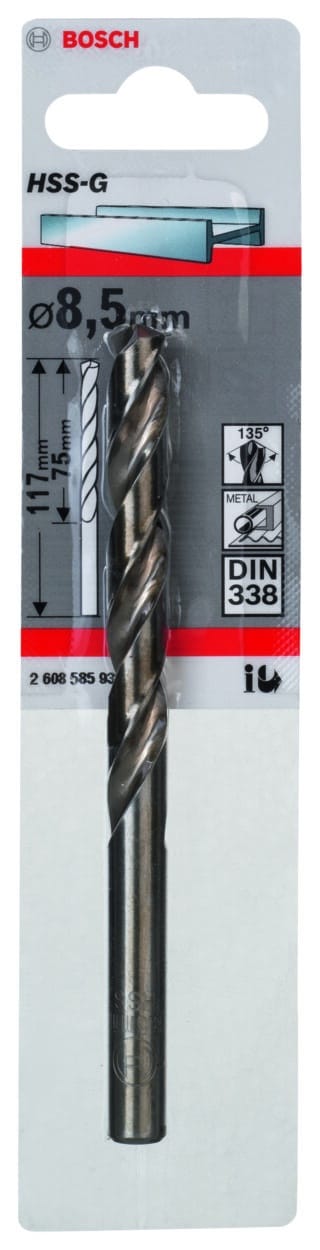 Metallborr, extra långa HSS-G, DIN 338