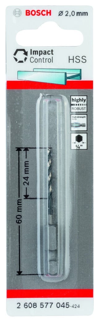 HSS spiralborrbit med sexkantsskaft 2,0 mm