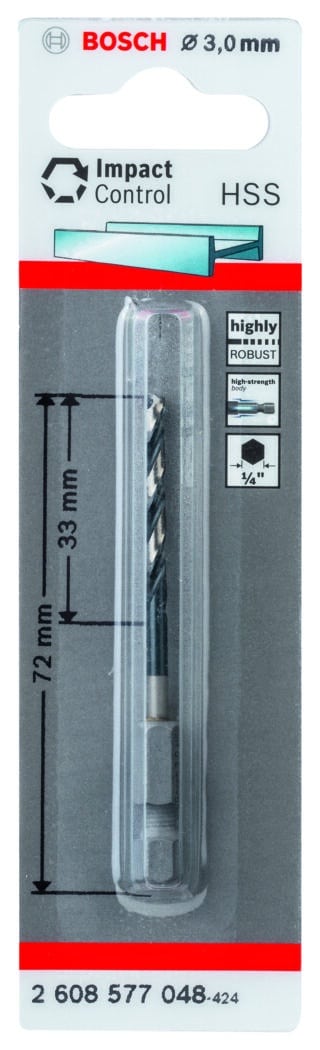 HSS spiralborrbit med sexkantsskaft 3,0 mm