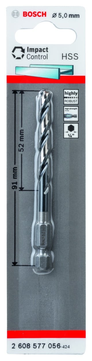 HSS spiralborrbit med sexkantsskaft 5,0 mm