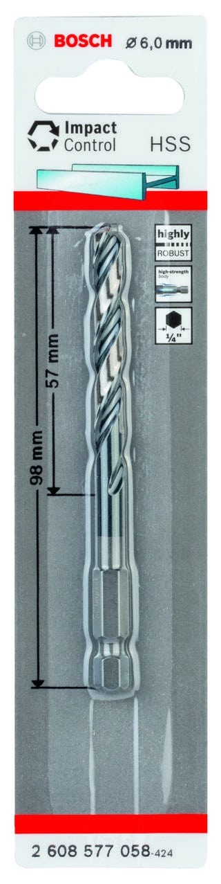HSS spiralborrbit med sexkantsskaft 6,0 mm