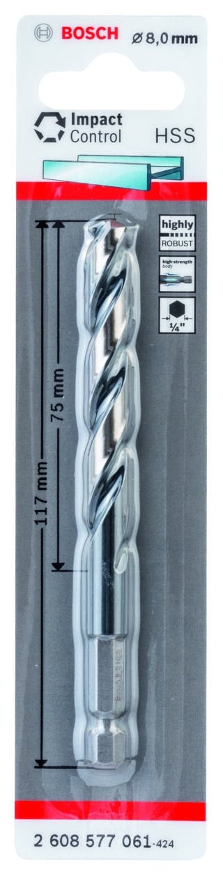 HSS spiralborrbit med sexkantsskaft 8,0 mm