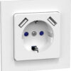 VÄGGUTTAG CONNECT 2 HOME 1-V + 2 USB INF JORD VIT 16A 2,1A