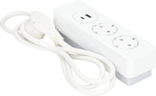 GRENUTTAG 2+1+1 KOMB 2M VIT   PURE PUSH 2JORD+1USB A+1USB C