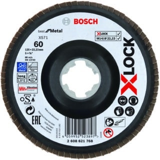 X-LOCK lamellslipskivor, vinklad version, plastplatta, Ø 125 mm, G 60, X571, Best for Metal, 1 st