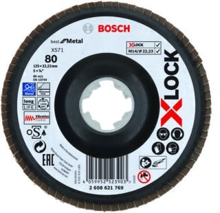 X-LOCK lamellslipskivor, vinklad version, plastplatta, Ø 125 mm, G 80, X571, Best for Metal, 1 st