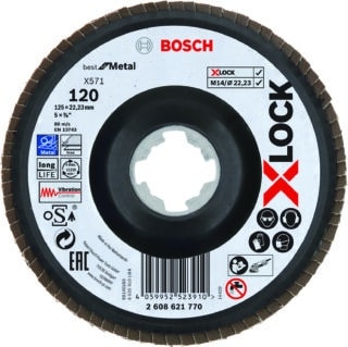 X-LOCK lamellslipskivor, vinklad version, plastplatta, Ø 125 mm, G 120, X571, Best for Metal, 1 st