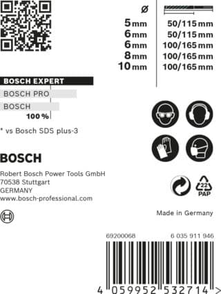 EXPERT SDS plus-7X hammarborrsats, 5/6/6/8/10 mm, 5 st.
