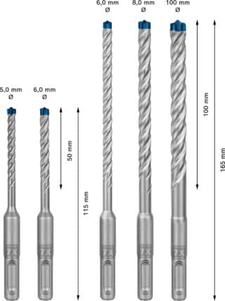 EXPERT SDS plus-7X hammarborrsats, 5/6/6/8/10 mm, 5 st.