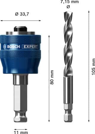 EXPERT Power Change Plus-systemadapter, 11 mm, för hålsåg, HSS-G-borr 7,15 × 105 mm, 2 delar