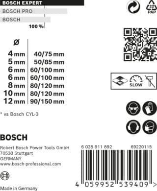 EXPERT MultiConstruction CYL-9 borrsats, 4/5/6/6/8/10/12 mm, 7 st.