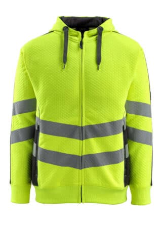 Huvtröja 50138 med Blixtlås Hi-Vis Gul/Svart XL