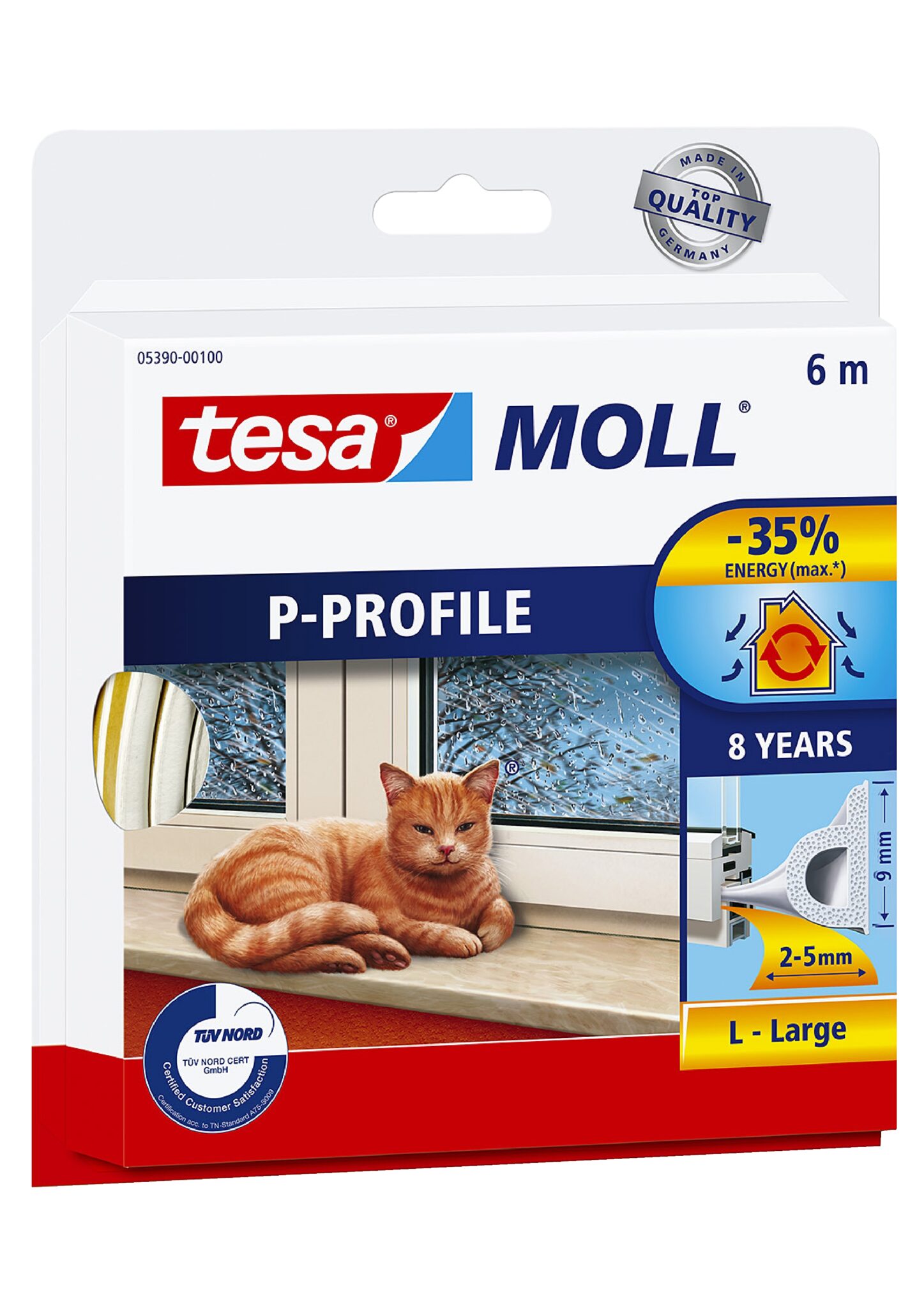 6193551 TÄTNINGSLIST 5390 TESA VIT P-PROFIL SJÄLVHÄFTANDE 5,5X9MM