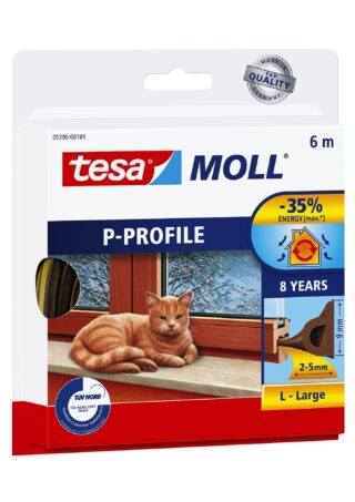 TÄTNINGSLIST 5390 P-PROFIL TESA BRUN SJÄLVHÄFT 5,5X9MM 6M