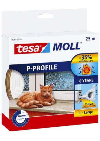 TÄTNINGSLIST 5391 P-PROFIL VIT SJÄLVHÄFT 5,5X9MM 25M