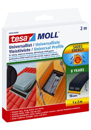 TÄTNINGSLIST 5910 UNIVERSAL TESA SVART 8MMX16MM 2M