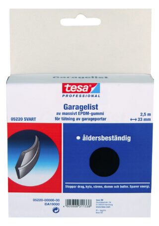 TÄTNINGSLIST 5220 TESA SVART G GARAGELIST EPDM 2,5M