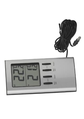 TERMOMETER INNE/UTE DIGITAL GRÅ 120X60MM