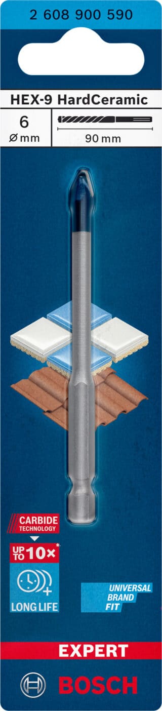 EXPERT HEX-9 HardCeramic borr, 6 x 90 mm