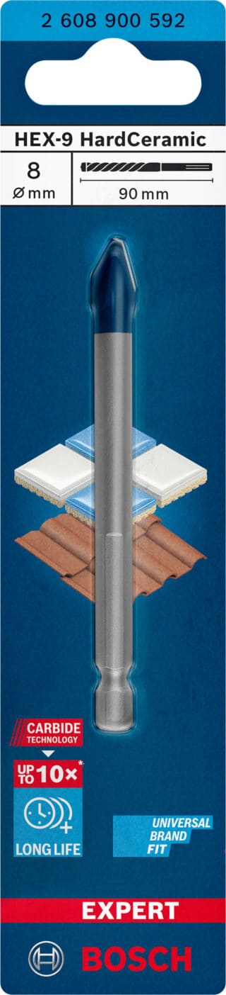 EXPERT HEX-9 HardCeramic borr, 8 x 90 mm