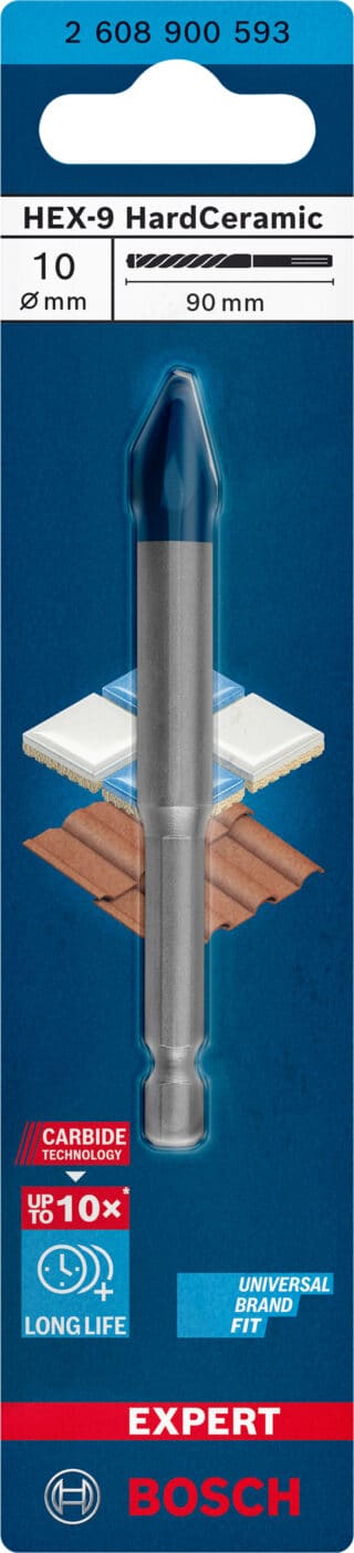 EXPERT HEX-9 HardCeramic borr, 10 x 90 mm