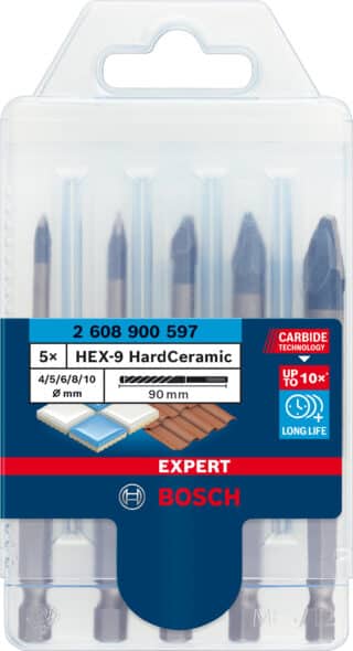 EXPERT HEX-9 HardCeramic borrsats, 4/5/6/8/10 mm, 5 st.