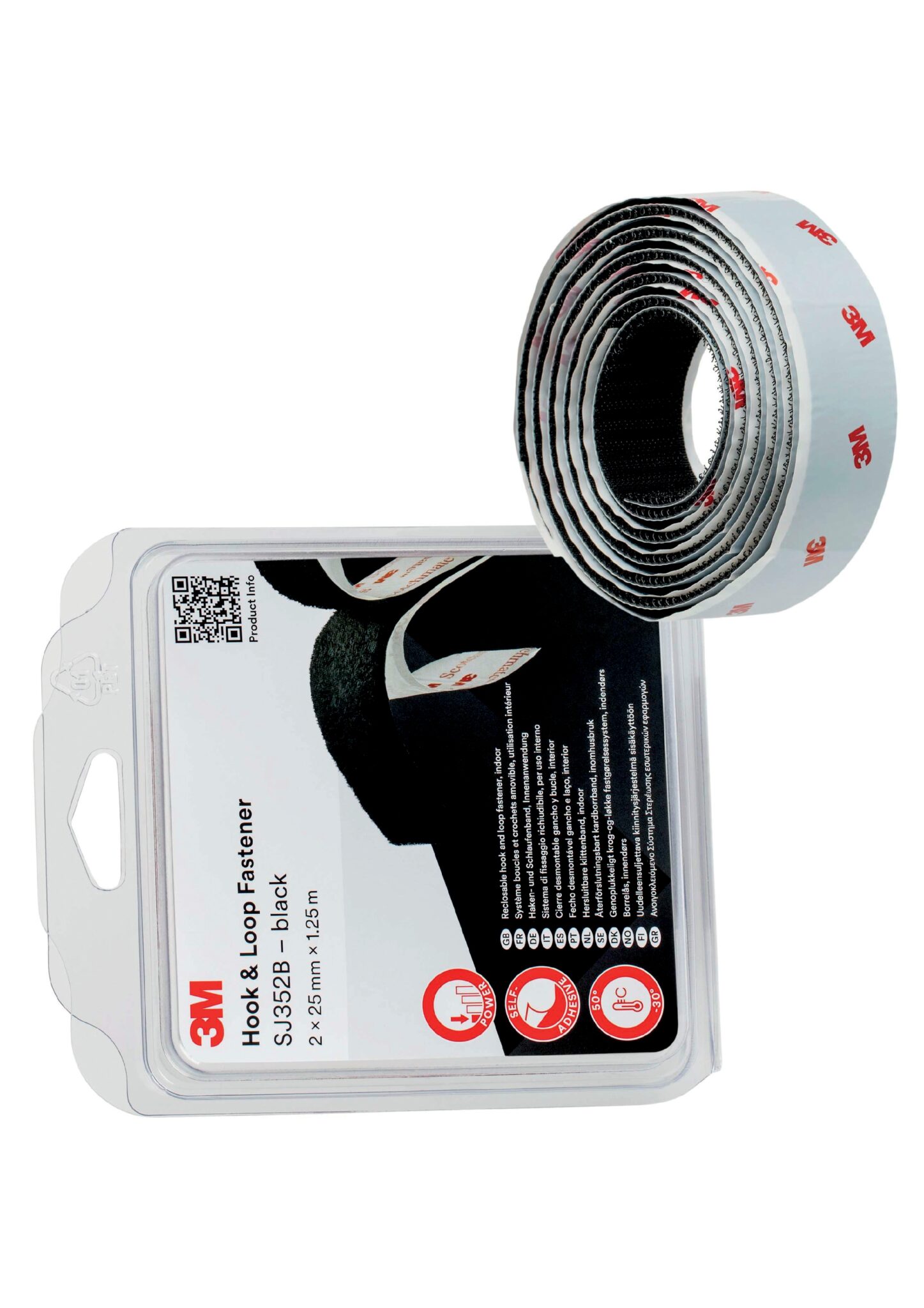 995933 KARDBORREBAND SVART 25MM 1,25M 3M