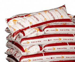 Bränslepellets 8mm 832kg 16kg/Säck, 52 Säck/Pall