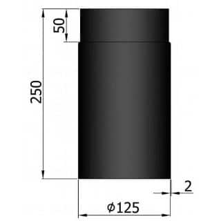 Rökrör Rak 125 Svart L=250mm 11-110