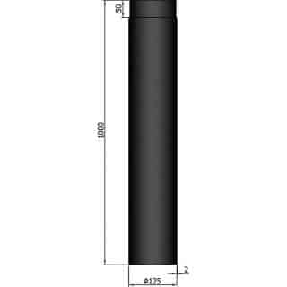 Rökrör Rak 125 Svart L=1000mm 11-150
