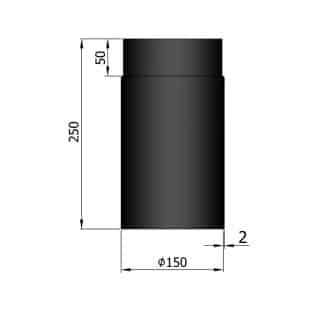 Rökrör Rak 150 Svart L=250mm 15-110