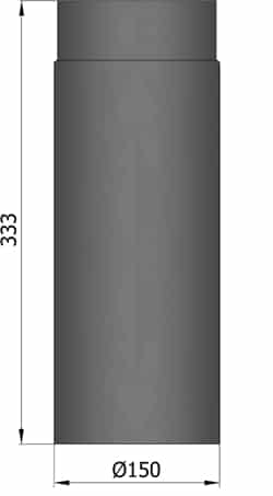 Rökrör Rak 150 Svart L=330mm 15-114
