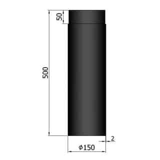 Rökrör Rak 150 Svart L=500mm 15-130