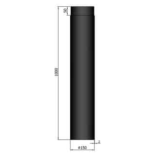 Rökrör Rak 150 Svart L=1000mm 15-150