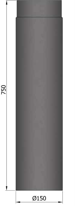 Rökrör Rak 150 Svart L=750mm 15-160