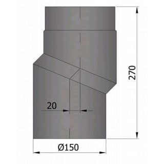 Rökrör 150 S-Böj L=270mm 20mm Förskjutning 15-202