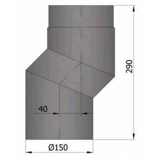 Rökrör 150 S-Böj L=290mm 40mm Förskjutning 15-204