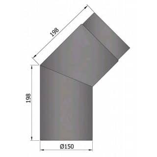 Rökrör 150 Böj 45gr Svart 15-240