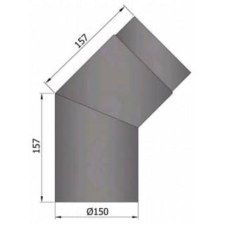 Rökrör 150 Böj 45gr Kort Svart155x155mm 15-244