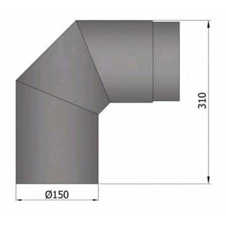 Rökrör 150 Böj 2x45gr Svart 15-250